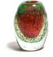 dickwandige Vase, dickwandige Vase, op.rot, mehrf. Überfang grün